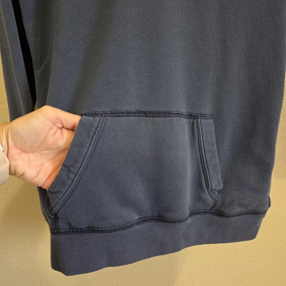 Vintage Y2k Hollister Women Blue Embroidered Logo 3/4 Sleeve Hoodie size Large - Picture 2 of 7